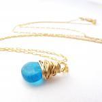 Wire Wrapped Apatite Necklace In Gold Filled