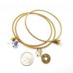 Brass Bangle Charm Bracelets - Set Of Three