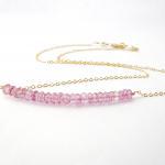 Pink Bar Necklace In Gold Filled And Mystic Quartz