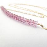 Pink Bar Necklace In Gold Filled And Mystic Quartz
