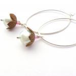 Pearl Hoop Earrings Sterling Silver And Brass With..
