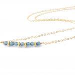 Swarovski Crystal Blue Bar Necklace In Gold Filled