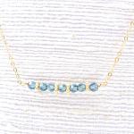 Swarovski Crystal Blue Bar Necklace In Gold Filled