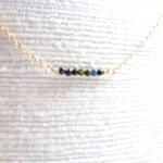 Green Tourmaline Bar Necklace In Gold Filled