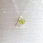 Wishbone Necklace In Sterling Silver With Green..