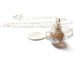 Labradorite Briolette Necklace With Leaf Charm In..