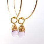Purple Wire Wrapped Hoop Earrings In Gold Filled..