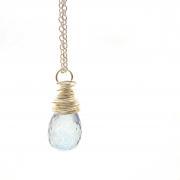 Wire Wrapped Blue Quartz Necklace in Sterling Silver