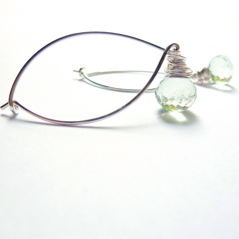 Green Amethyst Earrings - Sterling Silver With Prasiolite Gemstones