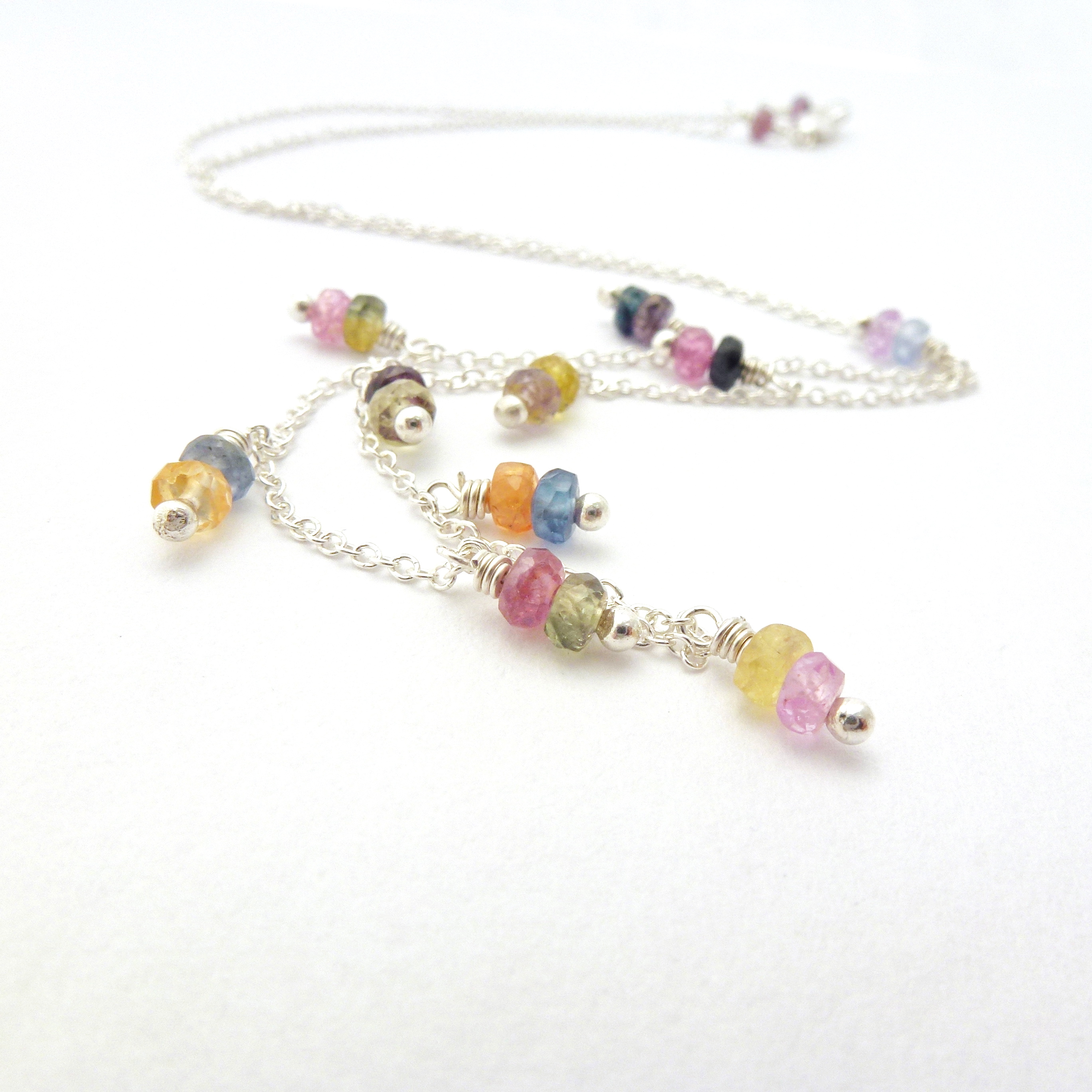 Sapphire Necklace In Sterling Silver - Multicolor Jewelry on Luulla